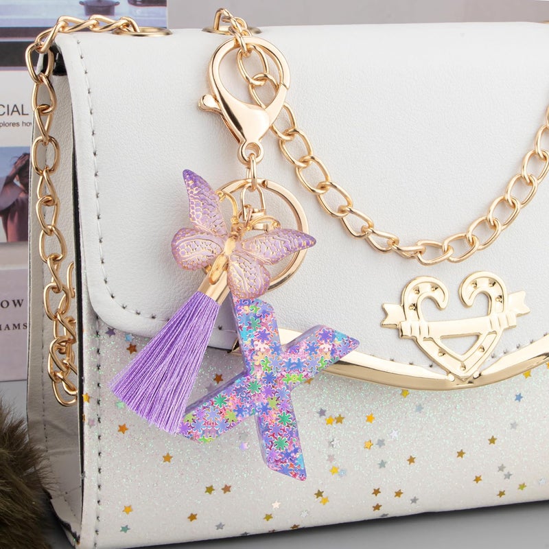 Suweibuke Cute Pink Key Chains for Women Girls, Initial Letter Keychains with Tassel, Charms for Key Purse Handbags Backpacks - Image 3